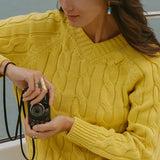 The Not Your Crewneck's V-neck Cableknit - Mustard