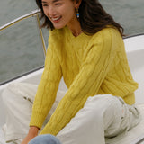 The Not Your Crewneck's V-neck Cableknit - Mustard